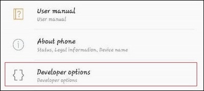 Enabled Developer Options on Samsung Galaxy J6