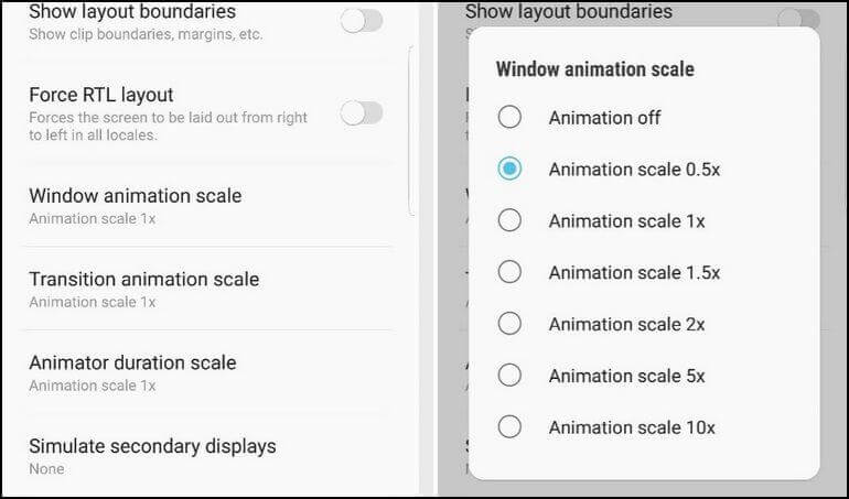 Reduce animations for better performance on Samsung Galaxy J8