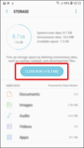 Clear all cache data on Galaxy Note 9