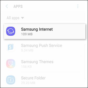 Select App to clear cache