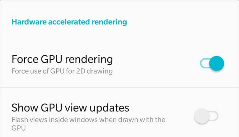 Enable Force GPU rendering Galaxy Note 8