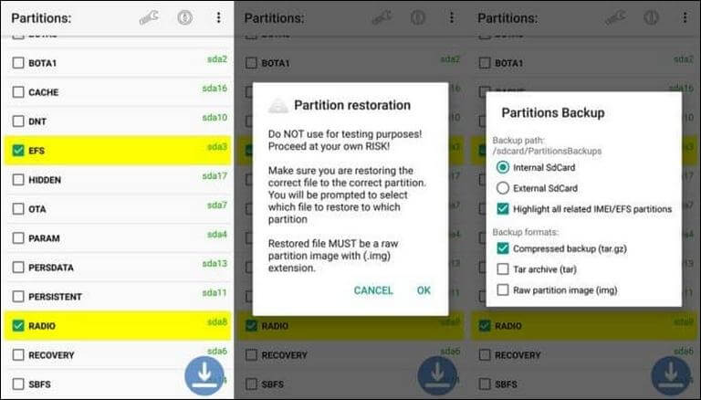 Backup and restore EFS and IMEI on Samsung Galaxy Note 9