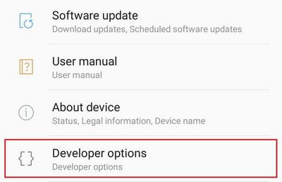 Enable Developer options Samsung Galaxy Note 8