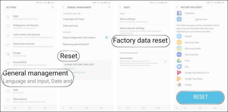 Factory data reset the Samsung Galaxy Note 8