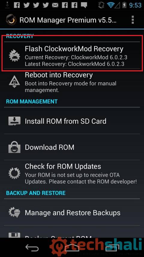 ROM Manager App CWM Recovery