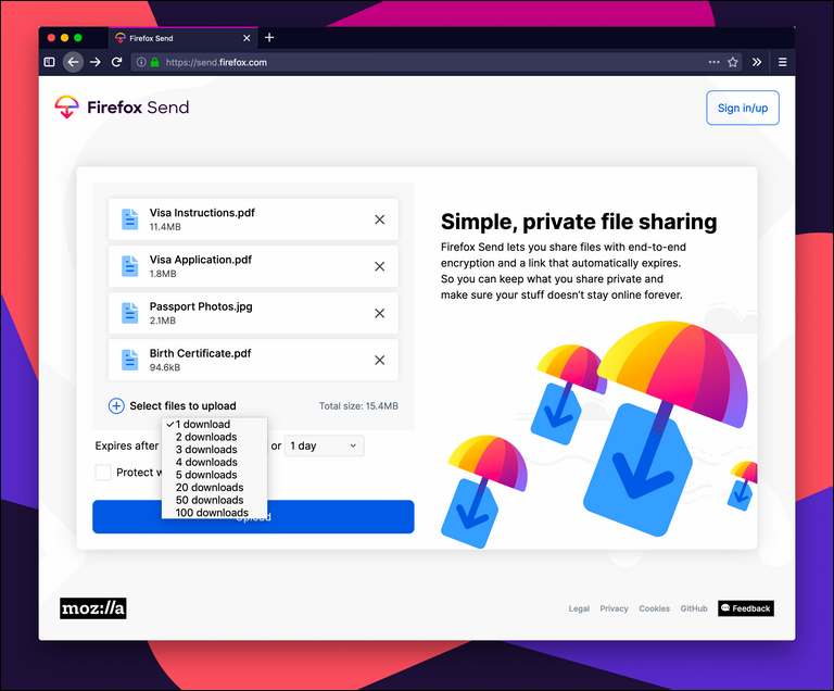 FIREFOX SEND, A FREE FILE TRANSFER SERVICE BY EMAIL DISCONTINUED IN SEPTEMBER 2020