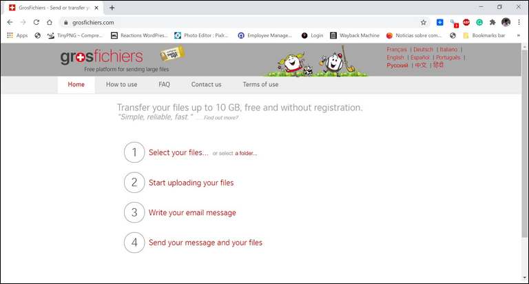 GROSFICHIERS: THE TRANSFER OF GRIOS FILES ONLINE UP TO 10GB WITHOUT REGISTRATION