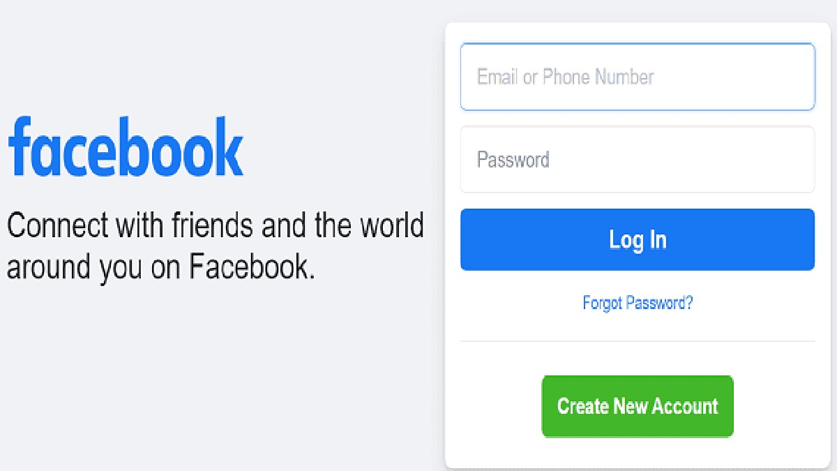 Facebook login account password