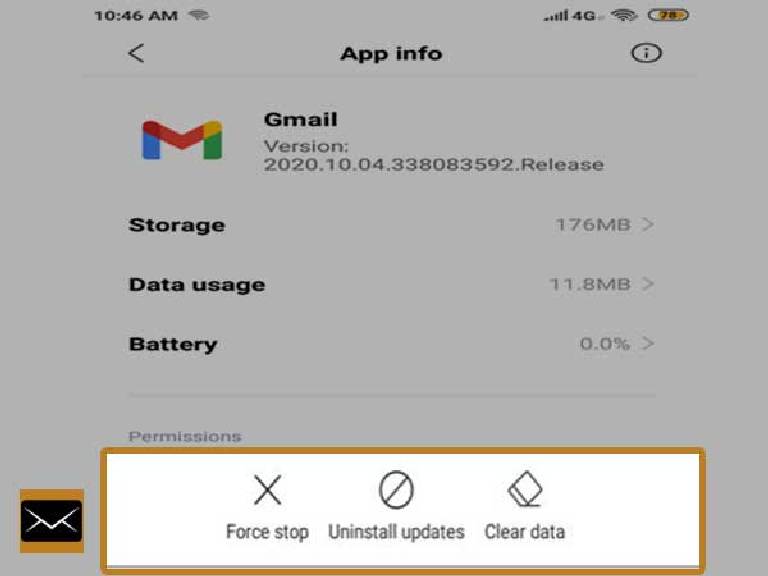 Clear data on Gmail App
