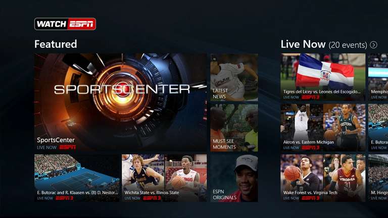 WatchESPN - Great for watching live sports TV