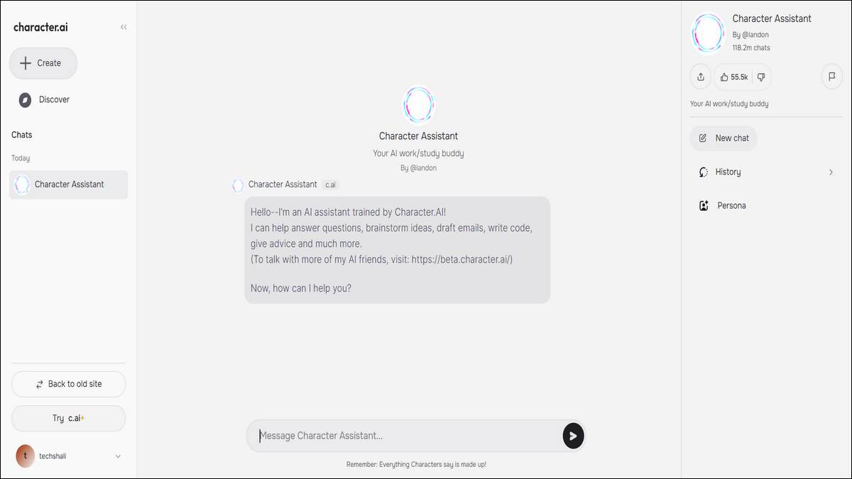 Chat with Character Assistant character ai