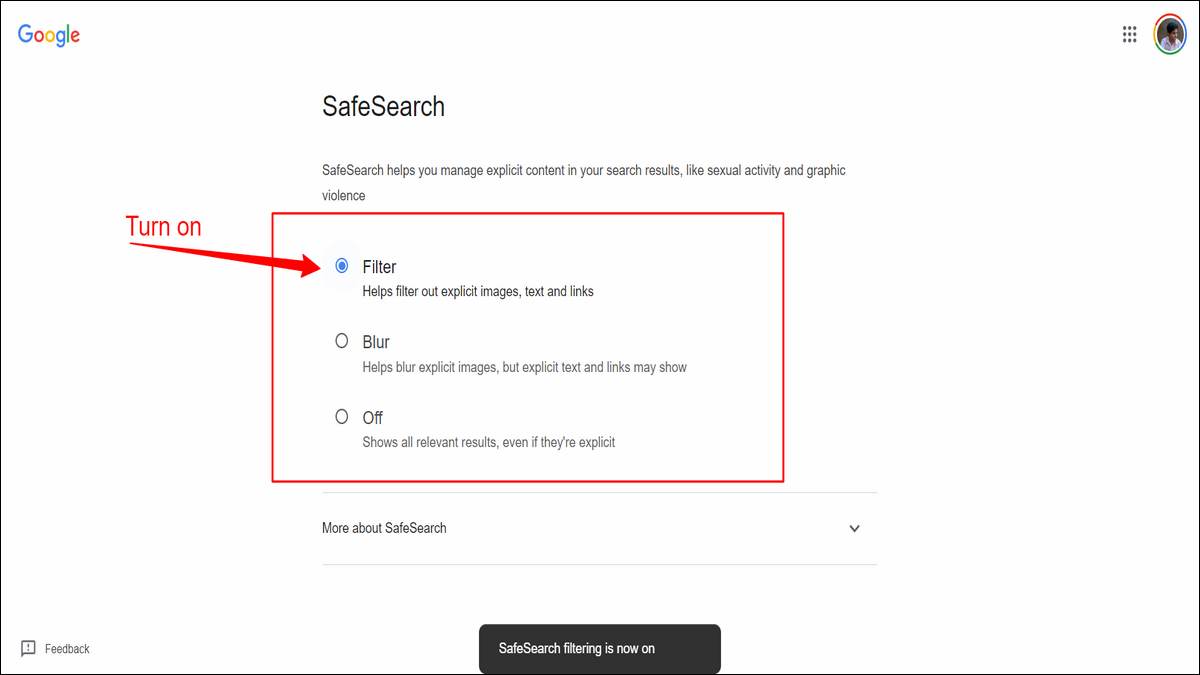 How to turn Google’s SafeSearch filter ON or OFF