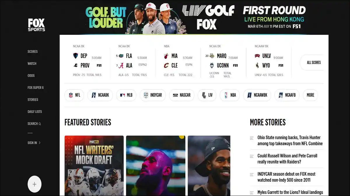 Fox Sports website