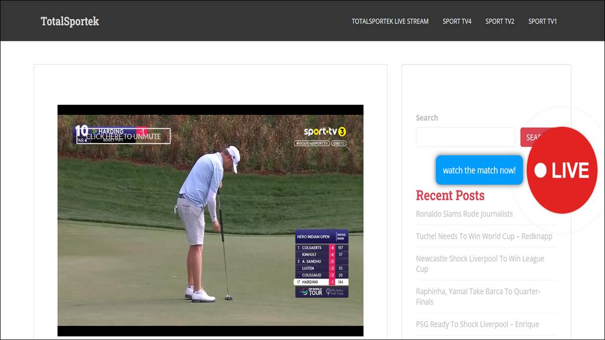 Watching Live Sports on TotalSportek