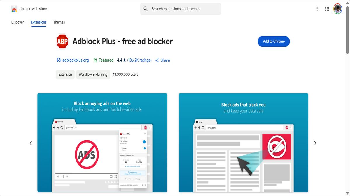 Adblock Plus free ad blocker Chrome Web Store