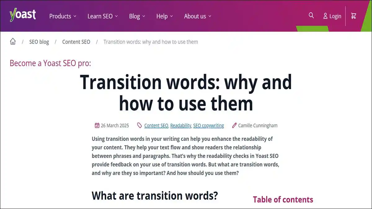 Transition words, why and how to use them, a guide by Yoast Team