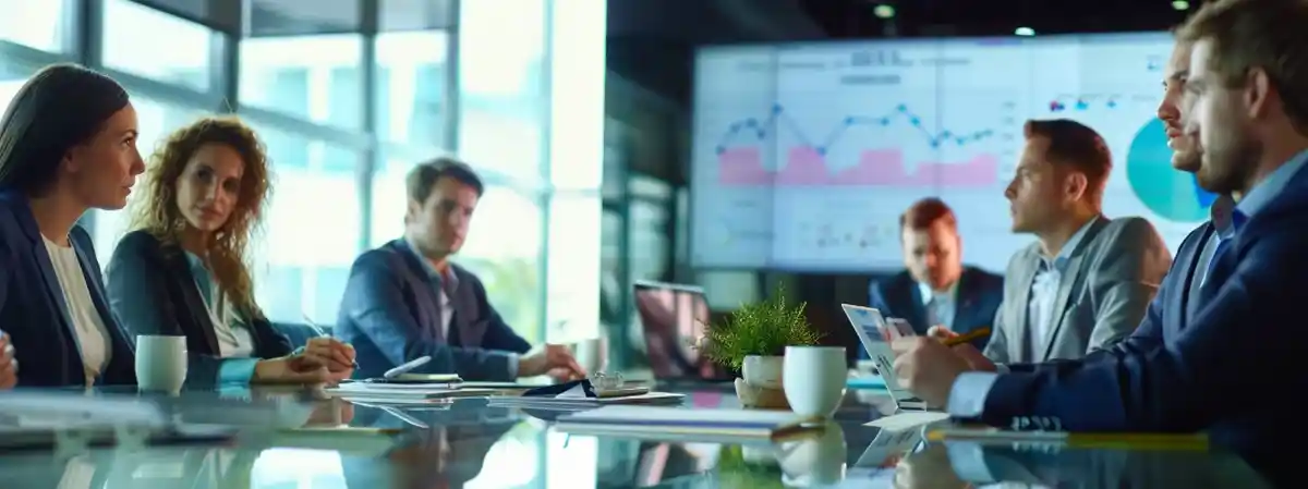 Managers discussing and making decisions informed by one of the top enterprise AI platforms