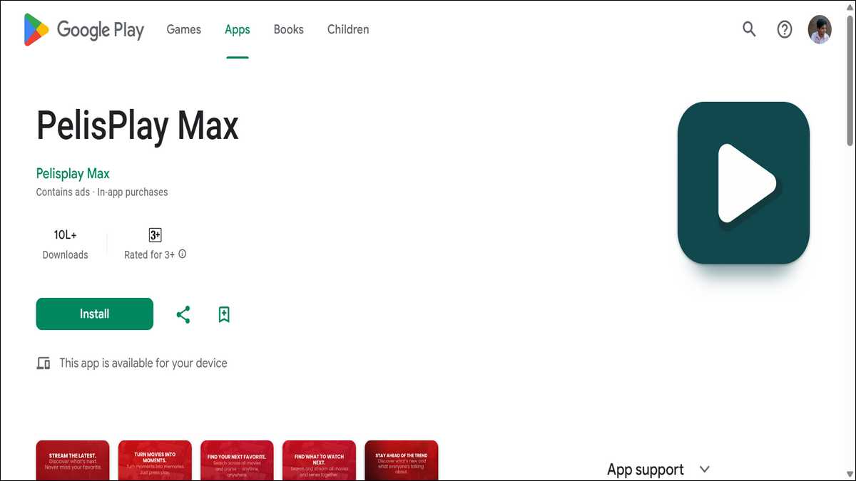 PelisPlay Max is movie and TV series finder app available on Google play for free.