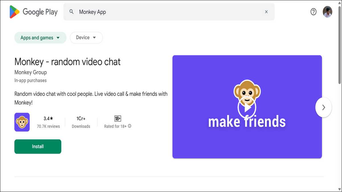 Monkey App available on Google Play Store