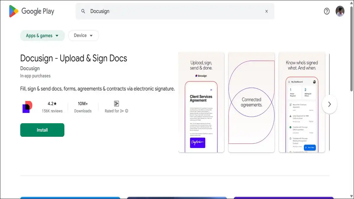 Docusign for better business work on S26 Ultra phone.