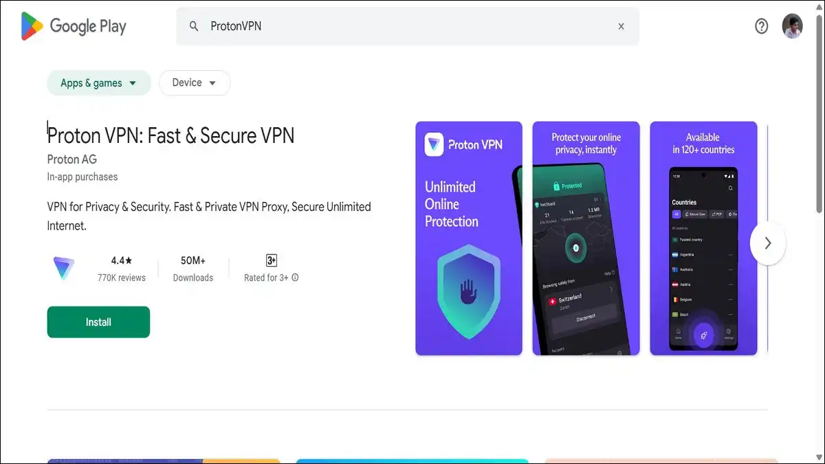 ProtonVPN helps you get a better online protection on your Galaxy S26 phone.