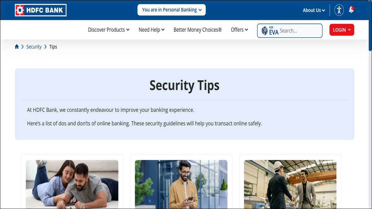 HDFC Bank's official security guidelines