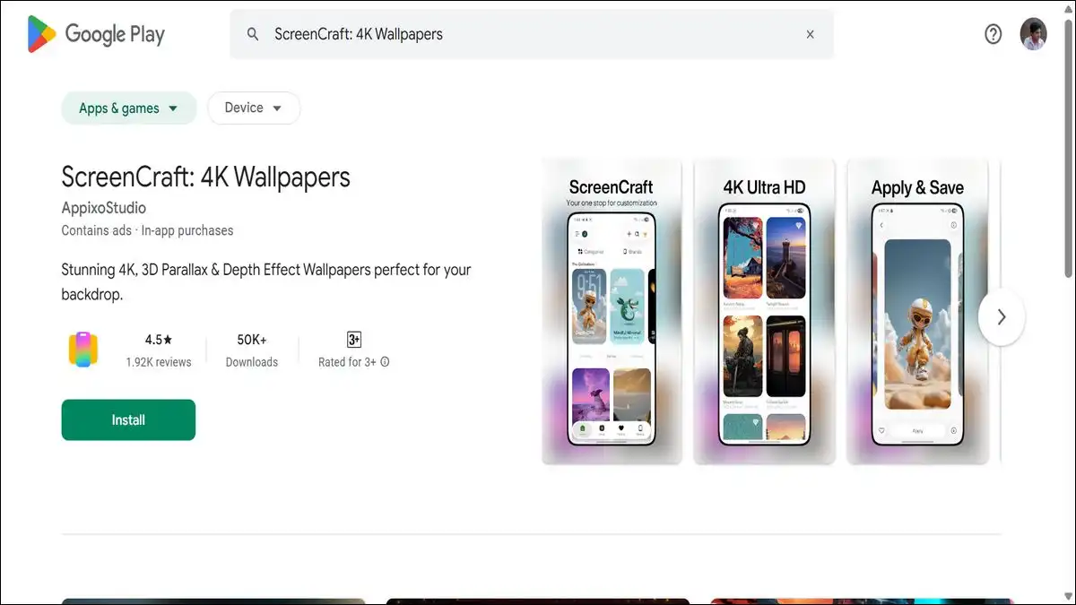 ScreenCraft 4K Wallpapers App