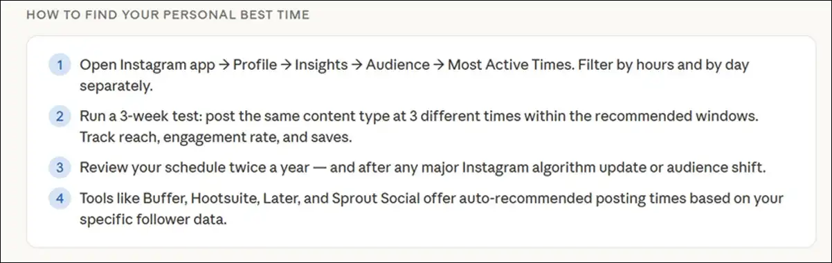 Find Your Own Best Time To Post On Instagram - The global benchmarks are a starting point — your Instagram Insights showing when your specific audience is active will always outperform any generic recommendation.