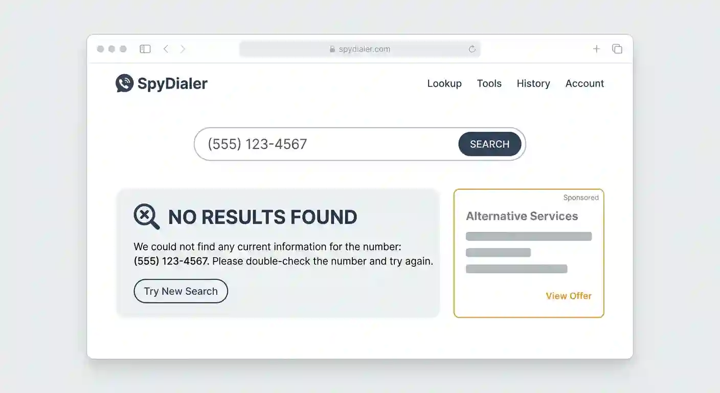 Screenshot comparison showing a free phone lookup returning no results while displaying a sponsored ad, with an annotation estimating four minutes of agent time per failed lookup.